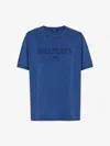 Balmain Logo Embroidered T-shirt In Blue
