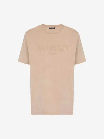 Balmain Cotton Logo T-shirt In Neutral