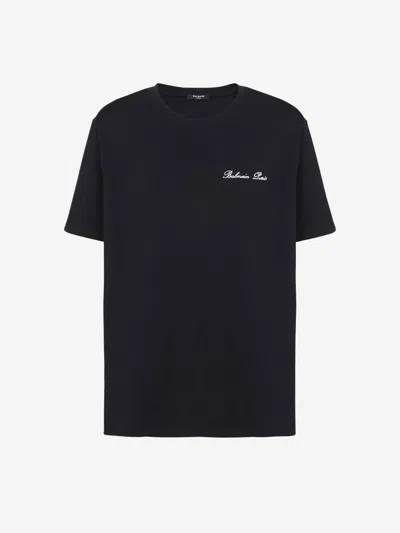Balmain Cotton Logo T-shirt In Black