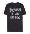 Balmain Crew Neck T Shirt Graphic Print Silk In Black