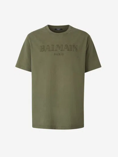 Balmain Cotton Logo T-shirt In Faded Design