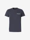Balmain Short Sleeves Round Neck Straight Hem In Navy Blue