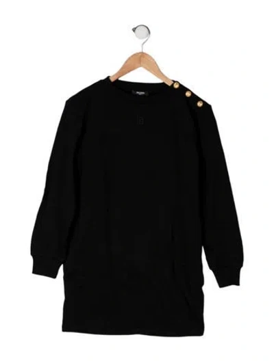 Pre-owned Balmain Kids' Cotton Long Sleeve Dress In Black