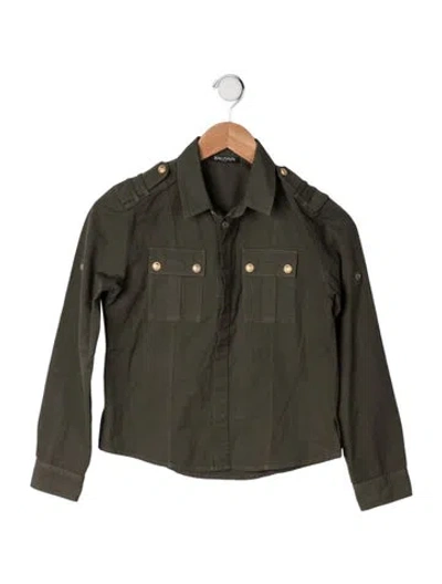 Pre-owned Balmain Kids' Cotton Long Sleeve Shirt In Green