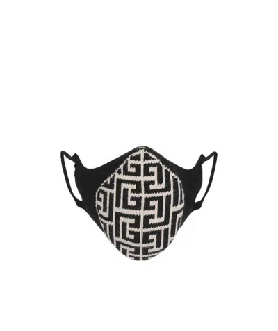 Balmain Cotton Mask With  Monogram In Black