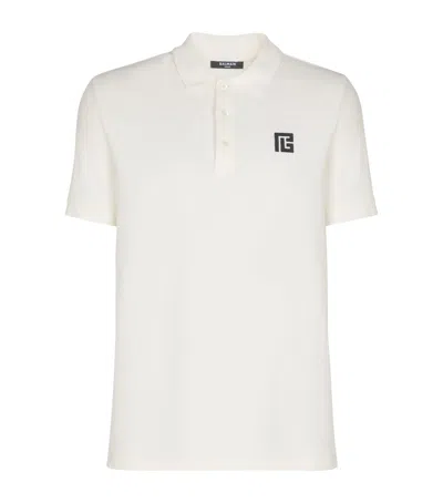 BALMAIN COTTON MONOGRAM POLO SHIRT
