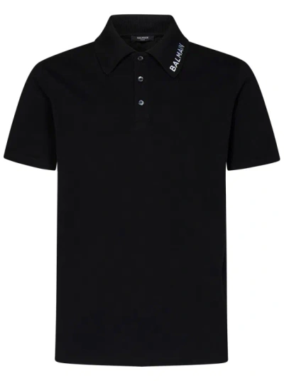 Balmain Cotton Piqué Polo Shirt In Black