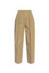 Balmain Pleated Cotton Trousers In Beige