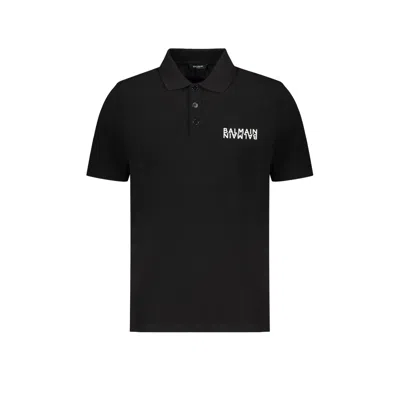 Balmain Cotton Polo Shirt Men In Black