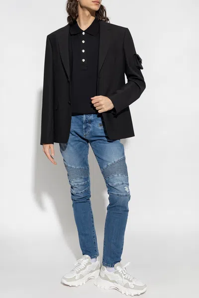 Balmain Cotton Polo Shirt In Black