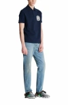 Balmain Cotton Crest Polo Shirt In Blue