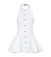 Balmain Flared Cotton-poplin Halter-neck Mini Shirt Dress