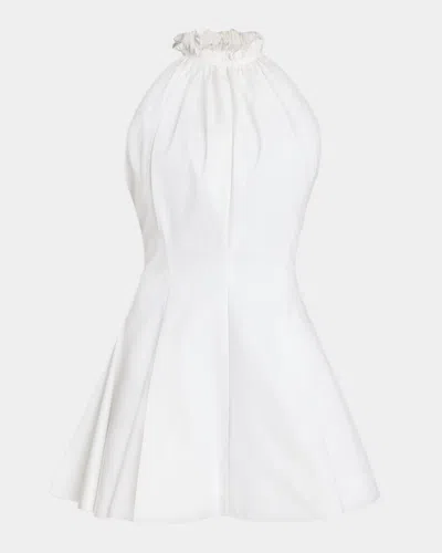 Balmain Cotton Poplin Halter Mini Dress In White