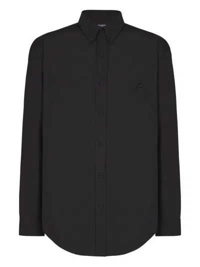 Balmain Paris Shirt In Cotton Poplin In Black
