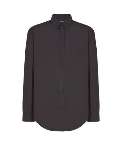 Balmain Cotton Poplin Shirt In Black