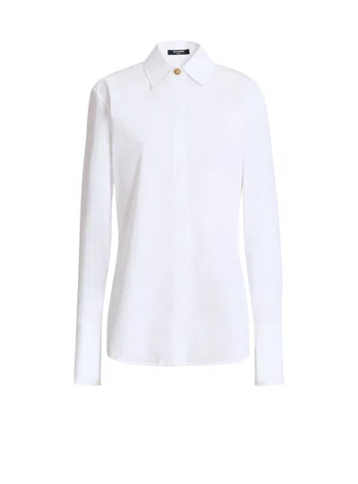 Balmain Cotton Poplin Shirt In White