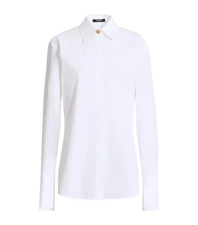 Balmain Cotton Poplin Shirt In White