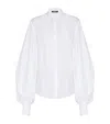 Balmain Cotton Puff-sleeve Poplin Shirt In White