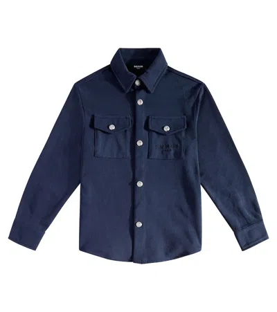 Balmain Kids' Cotton Shirt In Blue