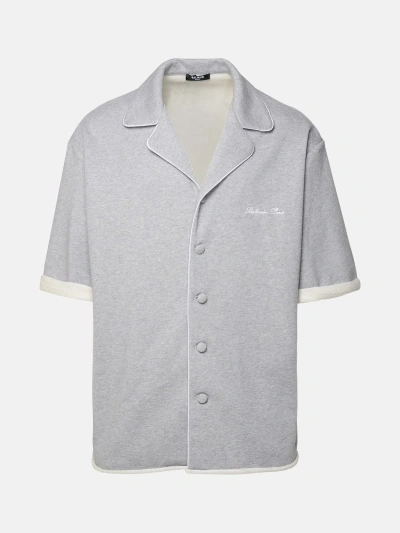 Balmain Cotton Shirt In Grey