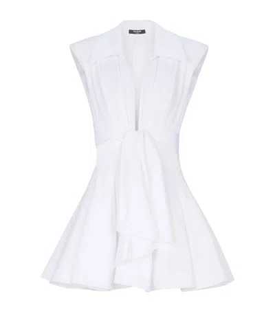 Balmain Cotton Shirt Mini Dress In White