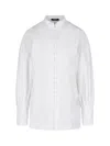 Balmain Stand Collar Button Front Blouse In White