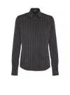 Balmain Cotton Shirt With Crystal Stripes In Blue