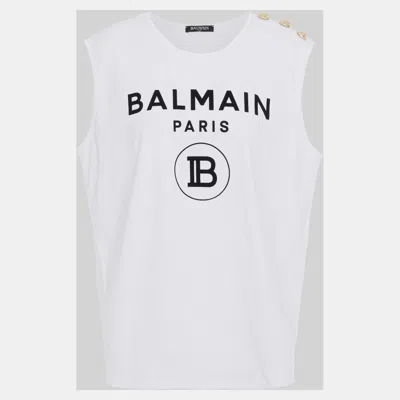 Pre-owned Balmain Cotton Sleeveless Top 38 In White