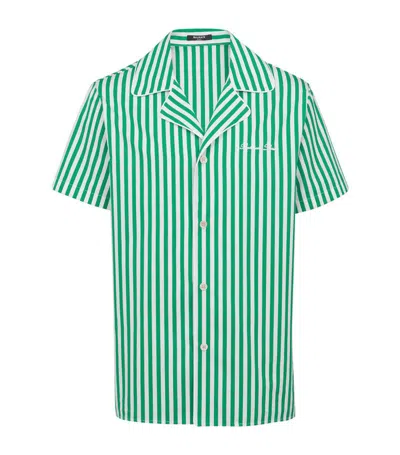 Balmain Cotton Striped Pyjama Shirt In Green