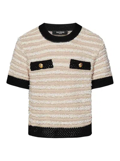 Balmain Kids' Suéter Cuello Redondo - Beis In Black