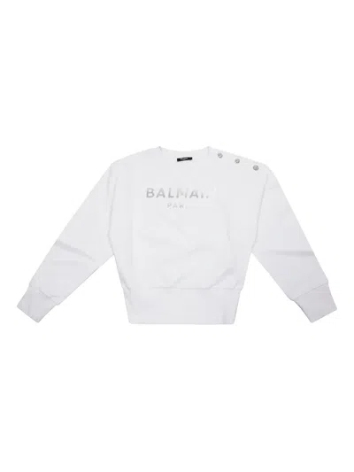 Balmain Kids' Cotton Sweatshirt In White