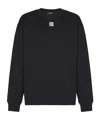 Balmain Cotton Sweatshirt With Pb Embroidery In Black