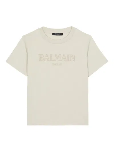 Balmain Kids' Cotton T-shirt In Neutral
