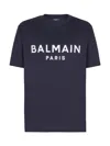 Balmain Printed Cotton T-shirt In Blue