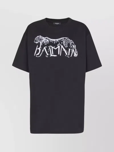 BALMAIN COTTON T-SHIRT GRAPHIC DESIGN