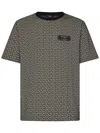 Balmain Grey T-shirt With Logo Applied On The Chest And All-over Labyrinth Motif