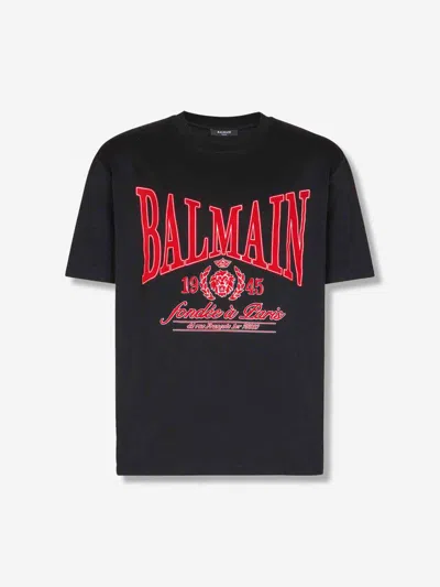 Balmain T-shirt With A Logo And Velvet Finish In Transparent