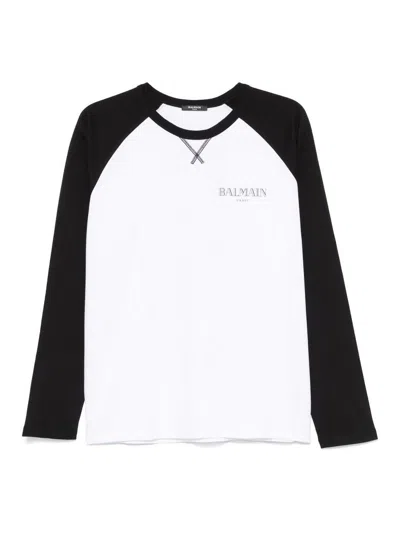 Balmain Cotton T-shirt With Logo In Black