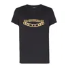 Balmain Black Crewneck T-shirt With Logo Print On The Front