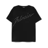 Balmain Men Black T-shirt With Logo Lettering On The Front In Cotton Man In Black