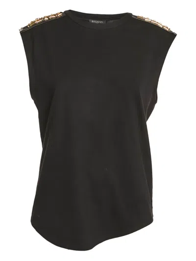 Pre-owned Balmain Cotton Top In Black