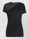 Balmain Black Round Neck Draped Design T-shirt In Black