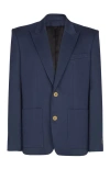 Balmain Cotton Twill 2-buttons Jacket In Blue