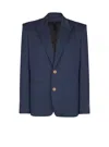 Balmain Cotton Twill 2-buttons Jacket In Blue