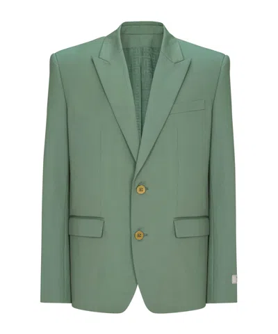 Balmain Cotton Twill 2-button Jacket In Green