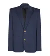 Balmain Cotton Twill 2-buttons Jacket In Blue