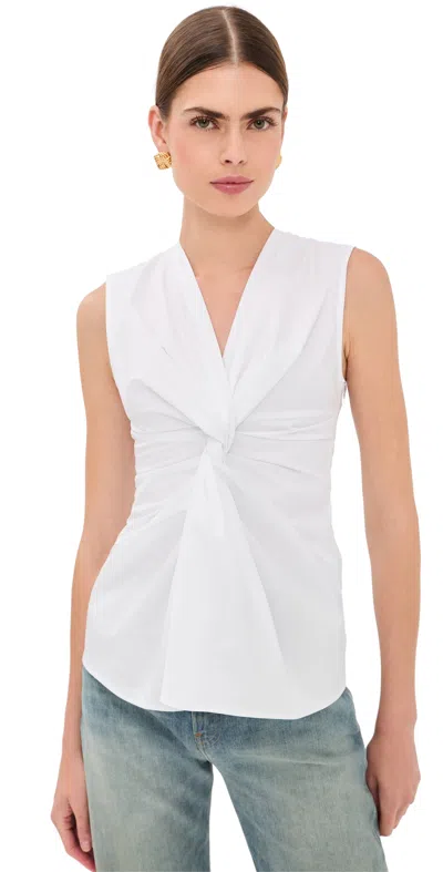 Balmain Cotton Twist Detail Top Blanc Optique In White