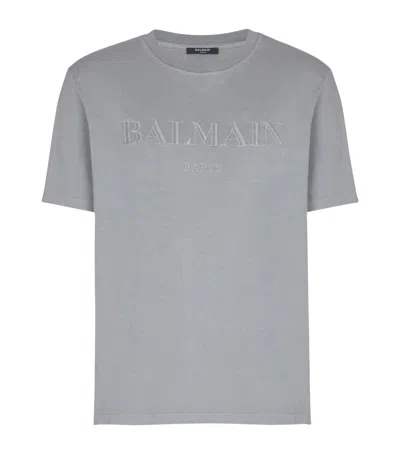 Balmain Cotton Vintage Logo T-shirt In Gray