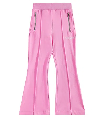 Balmain Kids' Cotton Wide-leg Pants In Pink