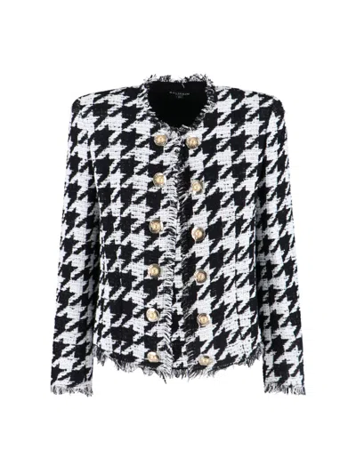 Balmain Cotton-blend Structured Jacket For Women In Black